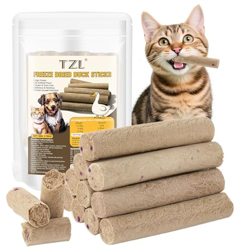 Gefriergetrocknete Enten-Sticks für Katzen, Proteinreiche, Natürliche Zahnpflege-Snacks für Katzen & Hunde, Getreidefrei & Glutenfrei
