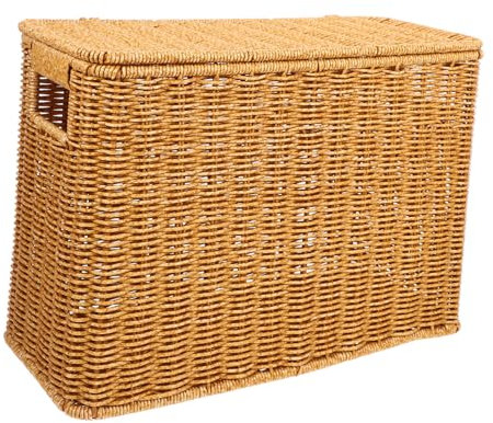 BESTYASH cestino porta giocattoli cestino di vimini con coperchio cestino alto in vimini con coperchio casa cestini porta giocattoli Cesto di stoccaggio