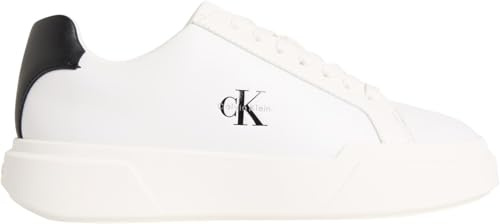 Calvin Klein Donna Sneakers con Suola Preformata Chunky Laceup in Pelle, Bianco (White/Black/White), 42