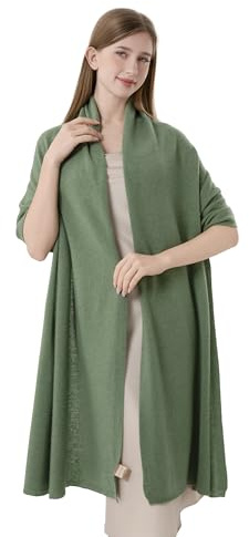 HOPETLA Cashmere Wrap Warm Soft Knitted Scarf Stole for Women Airplane Travel Blanket Shawl 87x28 in Extra Large Pashmina (Medium Green)