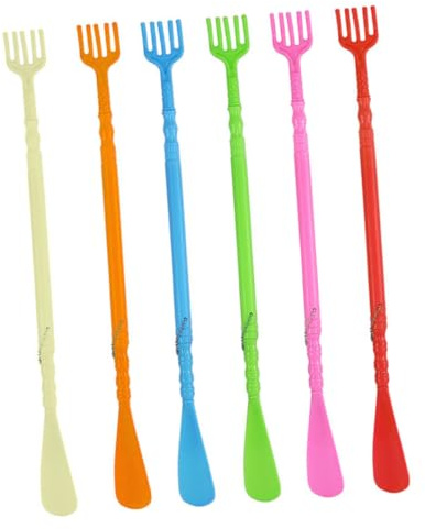 CLISPEED 6 piezas Calzadores Plásticos con Masajeador y Rascador Espalda Unidades Duraderas y Prácticas para Facilitar Calzado y Aliviar Picazón