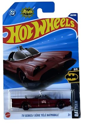 Hot Wheels - TV Series Batmobile - Batman 3/5 - HYY05 - Carte courte - Classic - Licence DC - Bordeaux - Mattel 2025 - 1:64