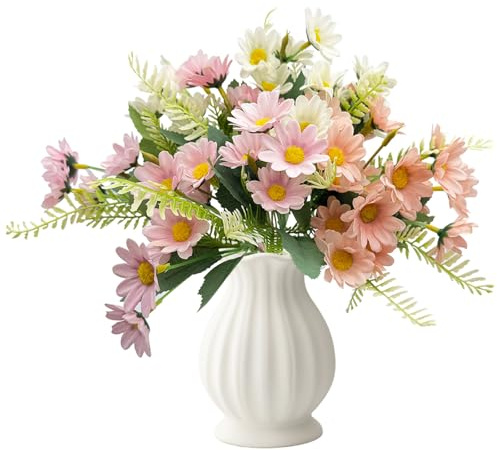 FOSDICK 3 Konstgjorda tusenskönor blombuketter, konstgjorda blombuketter, falsk blomma, konstgjord tusensköna blombukett för utomhusinredning hem trädgård bröllop uteplats