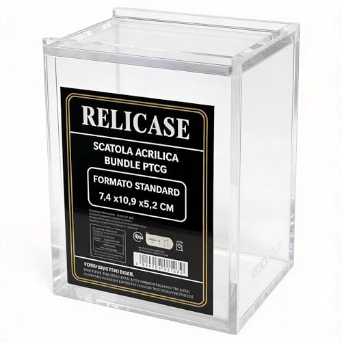 RELICASE / Teca Acrilica 5mm per Carte TCG – Custodia Rigida Trasparente Premium – Protezione Anti-Polvere e Anti-Urto – Ideale per Carte da Collezione e Display (BUNDLE)