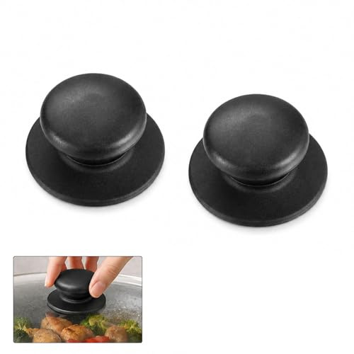 QIHAWN 2 Pcs Universal All-Makes Pan Lid Knobs, Heat-Resistant Cookware Lid Replacement Knob Handles with Screws & Gaskets for Kitchen Pot Saucepan Lids