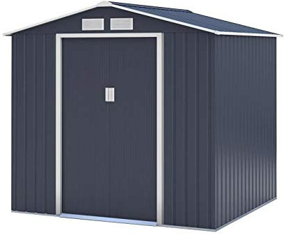 Abri de Jardin en métal 4,07 m² - Kit d'ancrage Inclus - Gris Anthracite