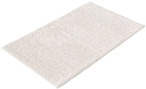 PANA® Badematte mit Streifenmuster (60 x 100 cm) • Duschvorleger und Badteppich aus 100% Baumwolle • Badezimmerteppich Waschbar, schnell trocknend und rutschfest • Farbe: Creme
