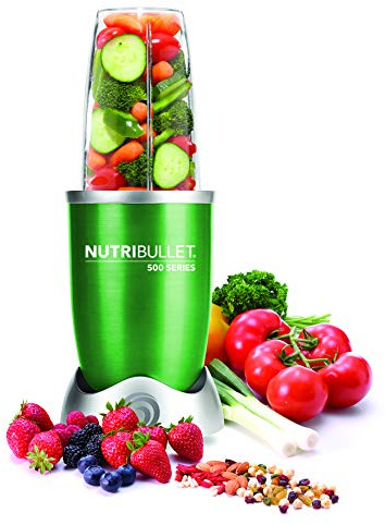 Nutribullet NB5-0628-G - Extractor de nutrientes con recetario en español, base motor de alta capacidad, 500 W, 20.000 rpm, incluye varios accesorios, color verde