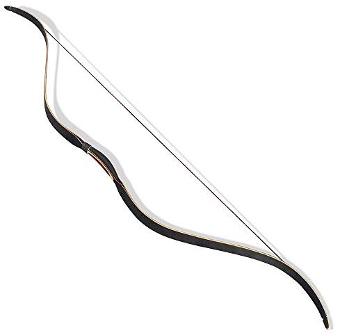 SHARROW Bogenschießen Traditioneller Recurve Bogen Langbogen Handgefertigter Mongolischer Pferdebogen Jagdbogen Erwachsene Sportbogen 20-35lbs Schwarz Weiß (Schwarz, 35lbs)