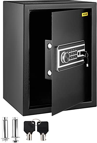 VEVOR Tresor 2,1 Kubikfuß, Möbeltresor 17 kg Belastbarkeit, Wandtresor Schwarz staubdicht mit Fingerabdruck Code Digital-Tastenfeld Schlüssel 4 Schlosssystemen Sicherheitstresor Wohnung Hotel Büro