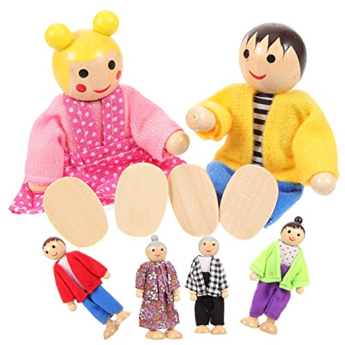 BCOATH 1 Satz Hölzerne Puppe Familienfiguren Aus Holz Familienmitglieder Marionetten Holzpuppen-familienset Mini-menschenfiguren Jungen-mädchen-puppen Erwachsener Stoff Kleinkind Modell