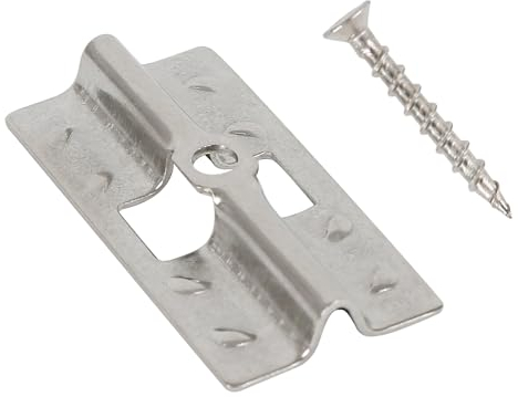 100 clip di fissaggio in acciaio inox per terrazze, in acciaio inox, con 100 viti per WPC/BPC, chiusura in legno di bambù, altezza dello slot per schede: 7 mm