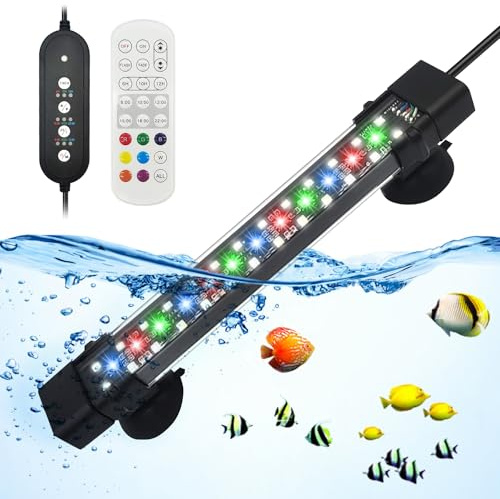 Éclairage LED d'aquarium 20 cm 8 W télécommande Étanchéité IP68 7 couleurs minuterie