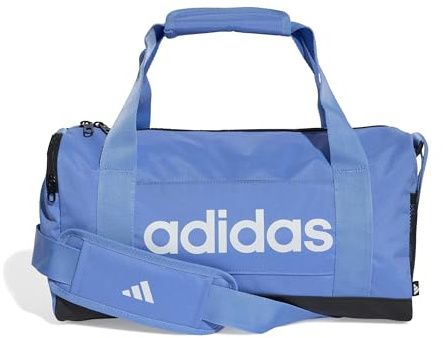 Adidas Unisex Essentials Linear Duffel Bag, Blue Fusion/Black/White, XS