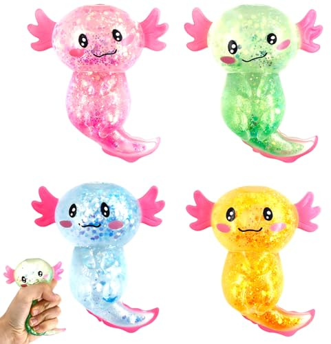 Squeeze Giocattoli 4 Pezzi,Giocattoli Antistress,Pinch Toy,Giocattolida Spremere,Antistress Squeeze Toys,Decompressione (4 axolotl)