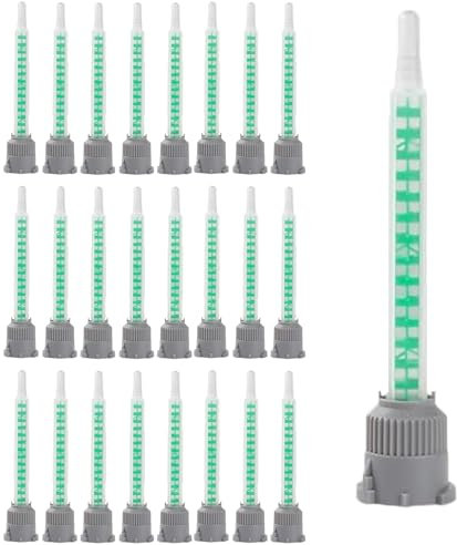 Wenyue Lot de 25 buses de mélange époxy,Mélangeur Statique,Tube De Mélange Statique,Buse de Mélange de Colle pour Colle bi Composant, Vert pour Cartouche de Colle AB de Pistolet Adhésif AB