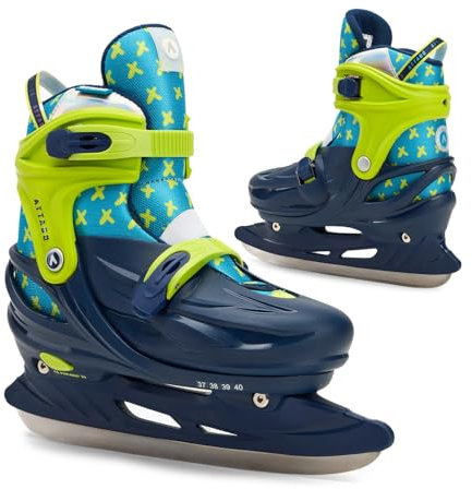 ATTABO Verstellbare Freizeit- Schlittschuhe für Jungen KOI Marineblau Größe 37-40 EU Kinder verstellbare Schlittschuhe Schnallen als Verschluss Belüftung durch Synthetisches Mesh PP und PVC