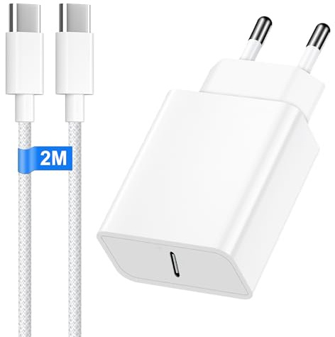 30W USB C-Laddare för Phone 17/16 15/16 15 Pro/16 15 Pro Max/16 15 Plus, Laddningskabel för iPad Pro/Air 2025,USB C Strömadapter med 2m Nylonkabel, USBC Nätdel Snabbladdare, Snabbladdningskabel