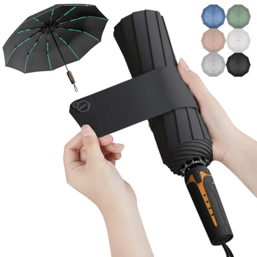 LEVADA Large Windproof Automatic Umbrella 105cm, Heavy Duty with 10 Triple-Reinforced Ribs, Double Layer UV Protection Canopy, Strong & Durable Folding Umbrella