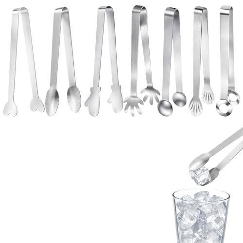 Zuckerzange, 7 StüCk Edelstahl Salatzange ZubehöR Set, EiswüRfelzange Candybar Kochen Und Servieren FüR Kaffee KüChe Hochzeit Bar Party Picknick (Silber)