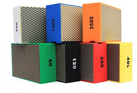 Z-LEAP Diamond Hand Polishing Pads 7 PCS Set for Glass Granite Marble Concrete Stone Sanding and Polishing