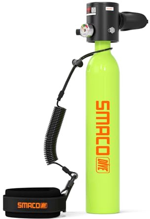 SMACO S300 Mini Bouteille de Plongée Rechargeable 0,5L Petite Bouteille de Plongee sous-Marine Mini Bouteille d'oxygène Plongee pour Respirer sous l'eau Nettoyage du Bateau Source d'air de Secours