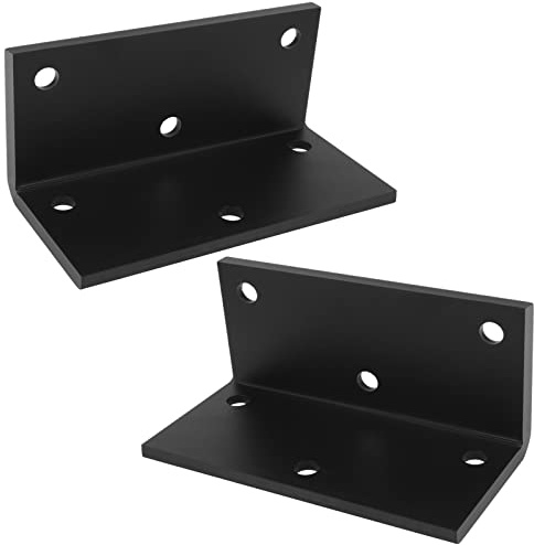 eoere 2 PCS 8 x 4 Heavy Duty Black L Angle Shelf Brackets for Wood, Fireplace Mantel Corner Brace, 7/32 Thick, Max Load 300lbs