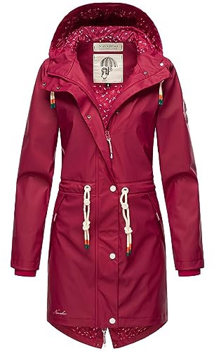 Navahoo Damen Übergangsjacke Regenmantel wasserdicht lang mit Kapuze Tropical Stormoo Fuchsia Gr. XS