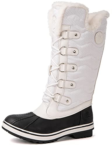 kingshow Globalwin Women’s Snow Boots White Waterproof Mid-Calf Winter Boots For Women with Faux Fur Lining, Insulated Cold Weather Protection, and Non-Slip Traction Sole Size 7M