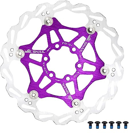 DJC Bike Brake Disc Rotor MTB Floating Brake Disc 160mm 180mm 203mm with 6 Bolts Road Bike MTB BMX Steel Aluminum Brake Disc (6# Purple, 160mm)