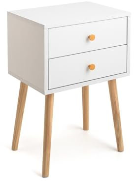 VINTHERA Moa Mesilla Blanca con 2 CAJONES - 40x30x62,5 CM