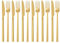 QUCHER 12 Stück 18/8 Besteckset aus Edelstahl, 6 × Tafelmesser - 6 × Gabel, pflegeleicht und spülmaschinenfest (Gold)