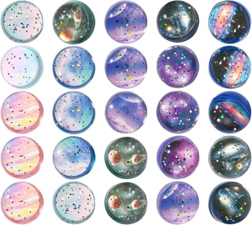 Aitsite 25 stycken flummies för barn, 32 mm fluff, planeter, barns födsel, presentset för flickor pojkar give aways skolväska partypresenter