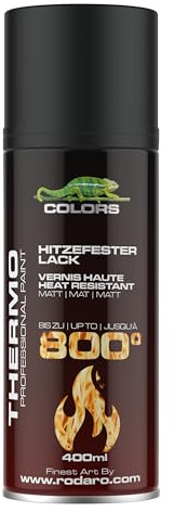 COLORS Hitzefest Sprühlack - 400ml Hochtemperatur Spraydose - Hitzebeständig bis 800°C - Hitzeresistenter Lack ideal für Kfz, Grills, Kamin - Schwarz matt