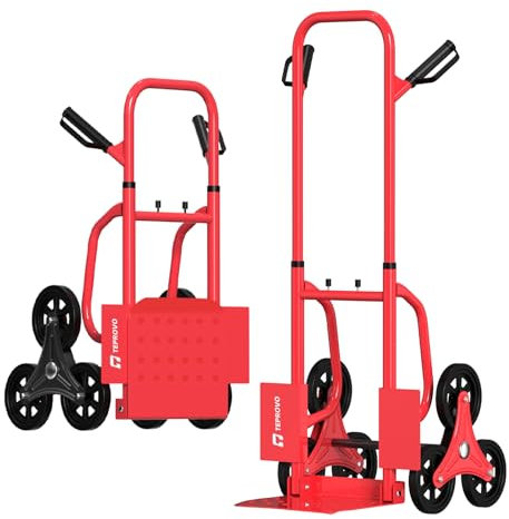 Stair Climbing Hand Truck 440lb，Heavy Duty Dolly Cart for Stairs，Thickened Upgraded Steel Tube Folding Stair Climbing Trolley with Six Wheels and Telescoping Handle