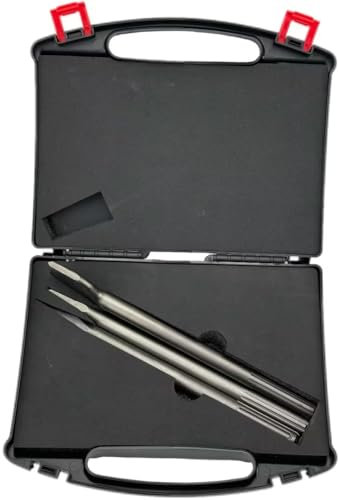 FBANG SDS Max Juego de cinceles de 3 piezas con caja de almacenamiento, incluye cincel puntiagudo, cincel plano, cincel para azulejos para grandes trabajos de construcción, resistente y duradero con