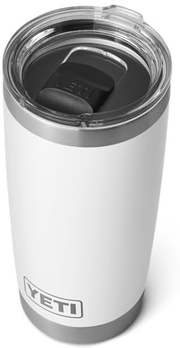 YETI Rambler 20 oz (591 ml) Tumbler with Removable Magslider Lid, Stainless Steel Vacuum Insulated Coffee Cup, White