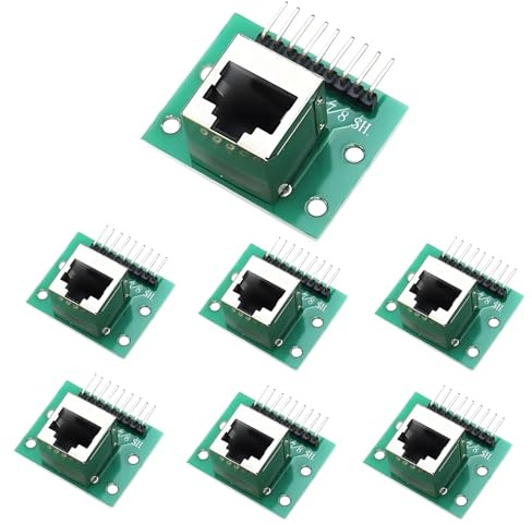 GERUI 7 stycken RJ45-kontakter breakout Board 8-stifts headers nätverksport horisontell adapter testkort med PCB-kort (vertikalt uttag)