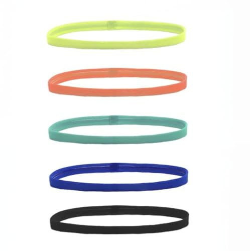 5 stycken sportpannband unisex minikam pannband sport pannband tunt halkfritt hårband för kvinnor män barn svettband huvud för träning yoga och löpning (OPP-väska)