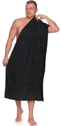 altego Saunahandtuch 100 x 200 cm Schwarz – Saunatuch Baumwolle, Badehandtuch groß, Premium Qualität