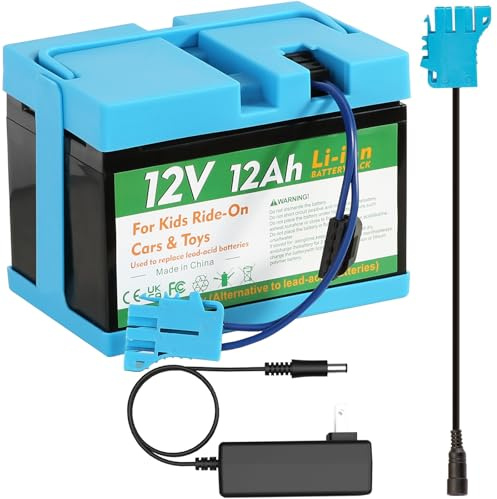 CHUNCAIL 12V 12Ah Lithium-Akku für Peg Perego Kinderfahrzeuge mit Ladegerät und Adapterkabel