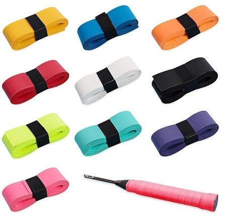 HMCEY 10 Piezas Cinta Raqueta Tenis 110 CM,Overgrip Tenis Colores,Cinta Autoadhesivade Agarre Tenis,Grip de Bádminton Antideslizante,Bandas de Agarre para Bádminton para Squash, Ping Pong, Hockey