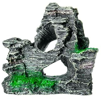 Mountain View - Decoración de acuario y cueva con casa de árbol para peces pequeños