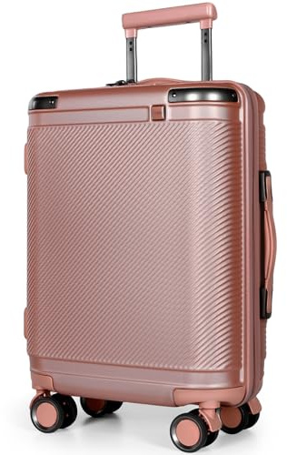 Tavoxda Handgepäck Koffer, Trolley Reisekoffer mit Verstellbarem Teleskopgriff, ABS-Hartschalenkoffer mit TSA Schloss und sanften Rollen, Luggage, Rollkoffer für Damen & Herren, 55x40x20cm, Roségold