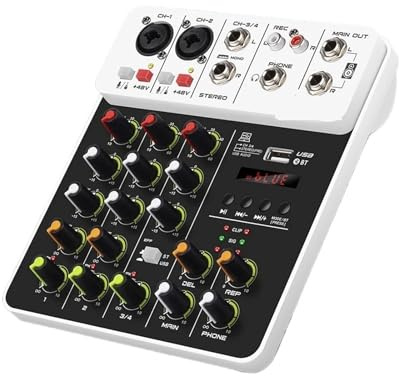 DJ-kontroller, Ljudmixer DJ-kontroller med Bluetooth USB, 4/8-kanalig ljudmixer for PC-inspelning