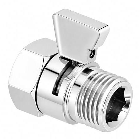 Válvula de Cierre y Regulador de Presión para Ducha, Válvula de Flujo G1/2 en Latón Cromado, Llave de Paso de Agua para Cabezal de Ducha, Regulador de Presión y Cierre de Agua para Baño y Cocina
