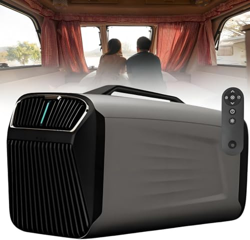 5200 BTU bärbar luftkonditionering, 400W tyst mobil camping-AC-enhet med kompressor, låg strömförbrukning för tält, husbil, kylning + avfuktning + fläkt + viloläge + 24-timmars timer