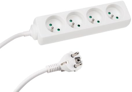 Perel eb4wn-5 kontaktkabel, 4 uttag/kabel 5 m vit