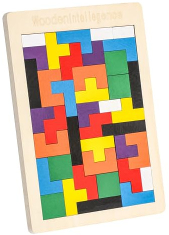 EACHHAHA Wooden Puzzles Box, Montessori Toys Brain Teasers Wooden Puzzle Block, Educational Puzzles, Tangram Puzzles For Kids 3-6 Years Old