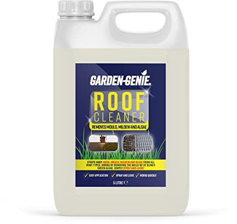 Garden Genie - Roof Cleaner - Fast Acting Concentrated Outdoor Treatment - Mould, Mildew, Lichen and Algae Remover - 5 Litre